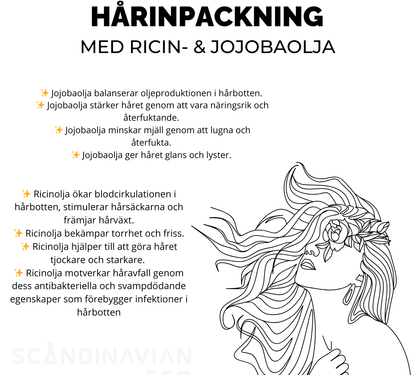 Hårinpackning med ricin- och jojoba-olja