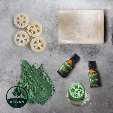 Gör Egen Tvål 8st - Komplett Paket - Exfolierande Loofahtvål "Skogsgrönska"