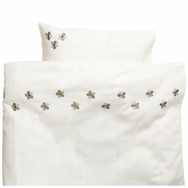 Påslakanset Spjälsäng Silver flower - GOTS Ekologisk (bomullssatin)