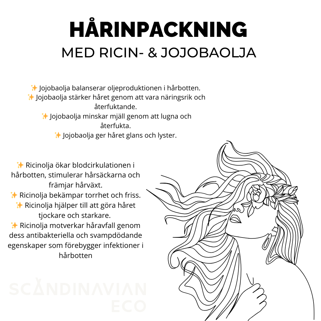 Hårinpackning med ricin- och jojoba-olja